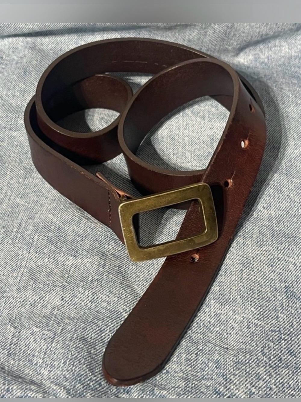 Vintage Boston Traders Leather Unisex LARGE (40) Brown Belt Brass Buckle USA